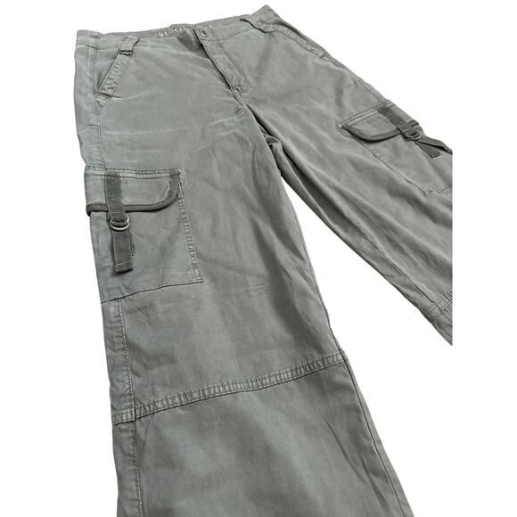 American‎ Eagle Stretch Super High-Rise Baggy Wide Leg Pants Olive Green Size 4 - Picture 7 of 12